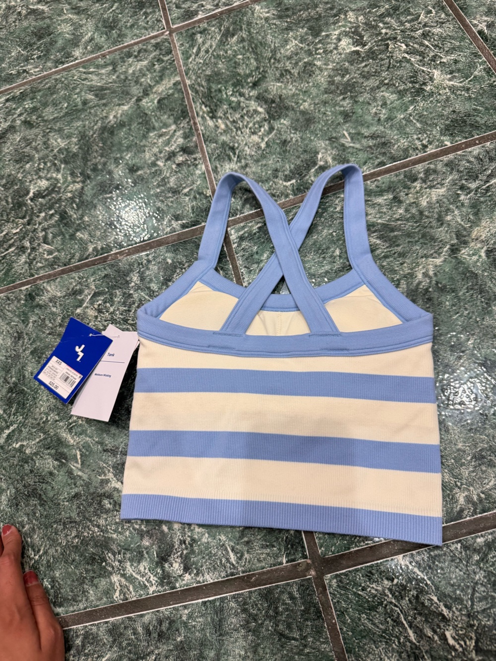 JoyLab Women's Seamless Cropped Support Tank Top, S - Periwinkle Stripe XXS NWT - Picture 7 of 7